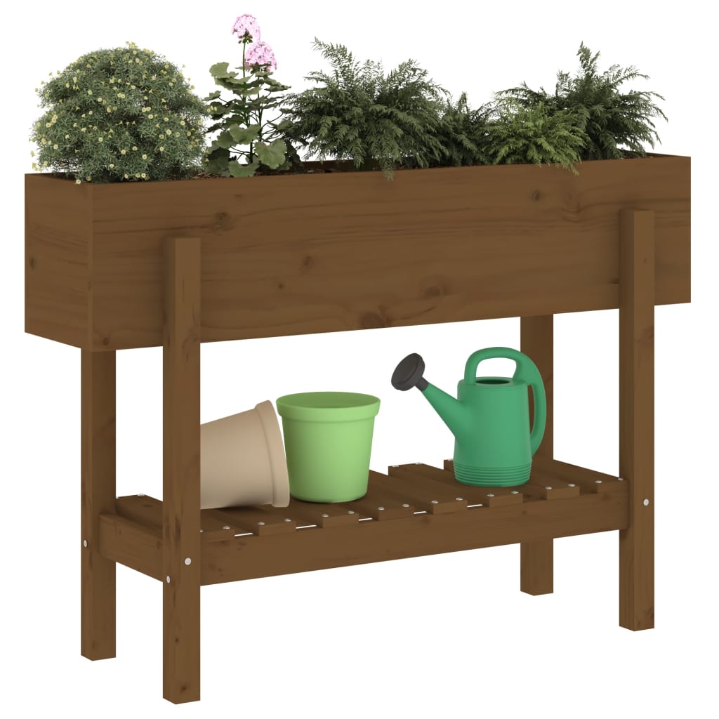 Vidaxl plantenbak verhoogd 101x30x69 cm massief groenhout honingbruin