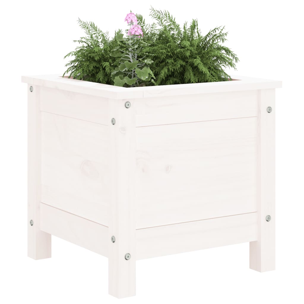Vidaxl plantenbak 40x40x39 cm massief groenhout wit