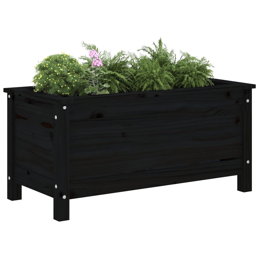 VidaXL Plantenbak 82,5x40x39 cm massief groenenhout zwart