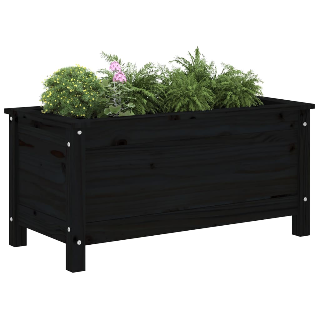 VidaXL Plantenbak 82,5x40x39 cm massief groenenhout zwart