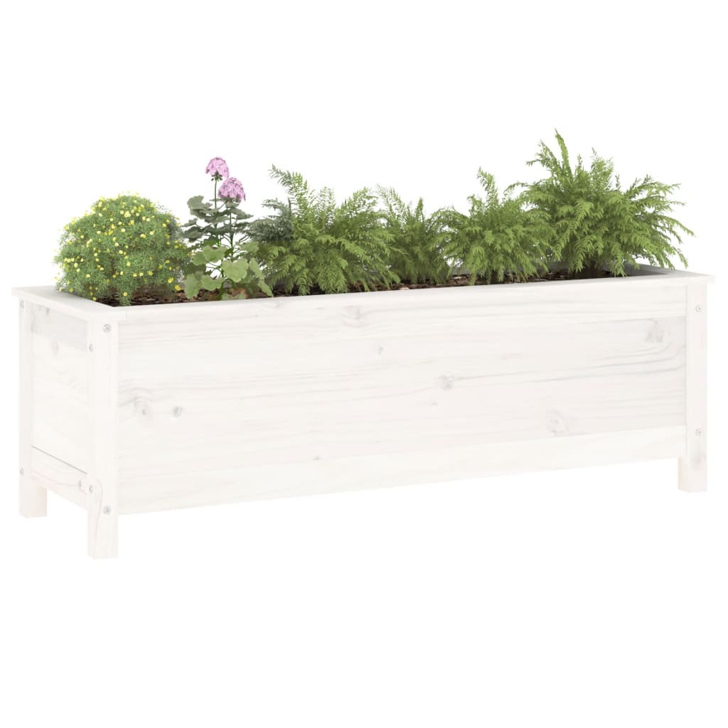 Vidaxl plantenbak verhoogd 119,5x40x39 cm massief groenhout wit