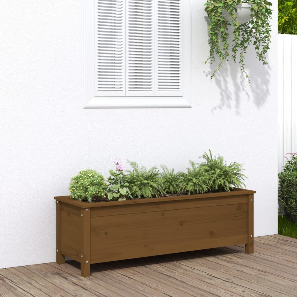 Vidaxl plantenbak verhoogd 119,5x40x39 cm massief groenen honingbruin
