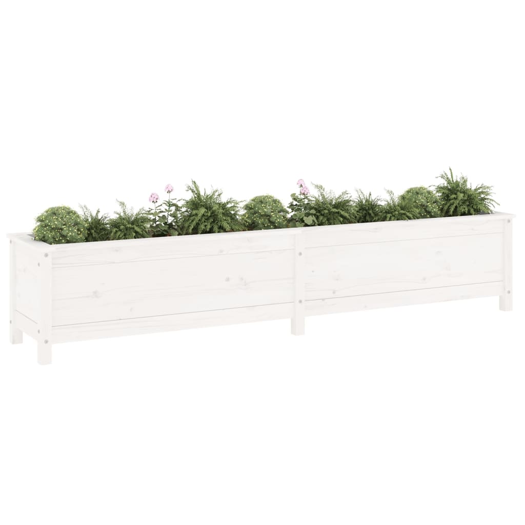 Vidaxl plantenbak verhoogd 199,5x40x39 cm massief groenhout wit