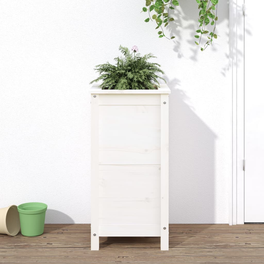 Vidaxl plantenbak 40x40x78 cm massief groenhout wit