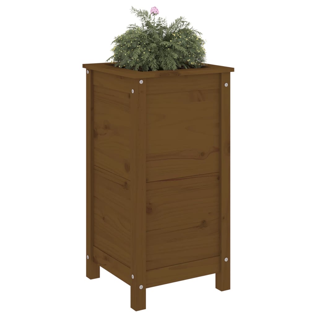 Vidaxl plantenbak 40x40x78 cm massief groenhout honingbruin
