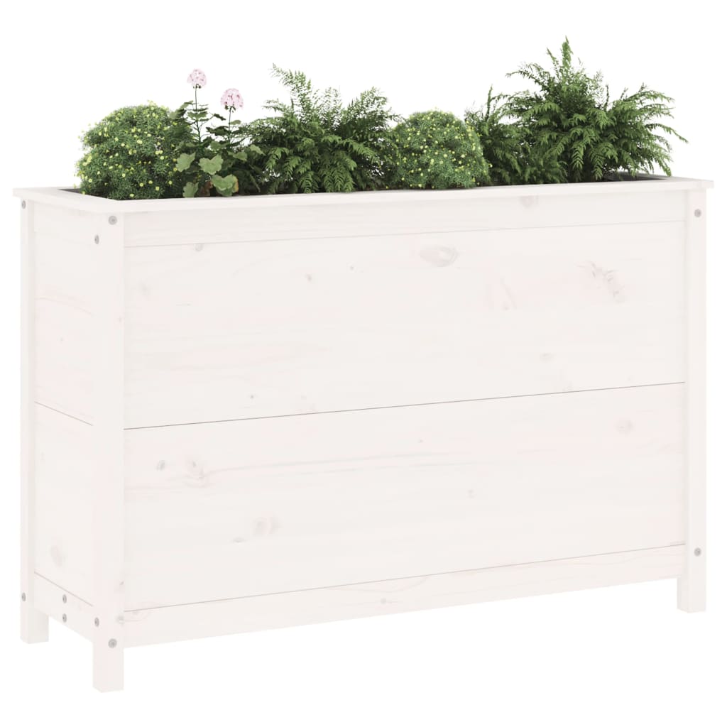 Vidaxl plantenbak verhoogd 119,5x40x78 cm massief groenhout wit