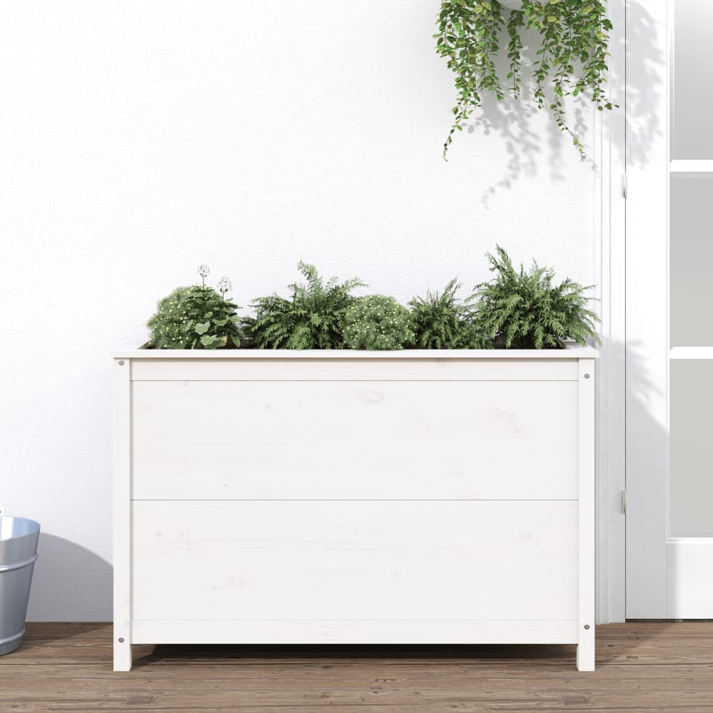 Vidaxl plantenbak verhoogd 119,5x40x78 cm massief groenhout wit
