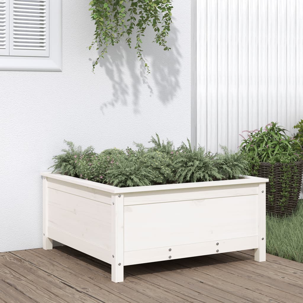 Vidaxl plantenbak 82,5x82,5x39 cm massief groenhout wit