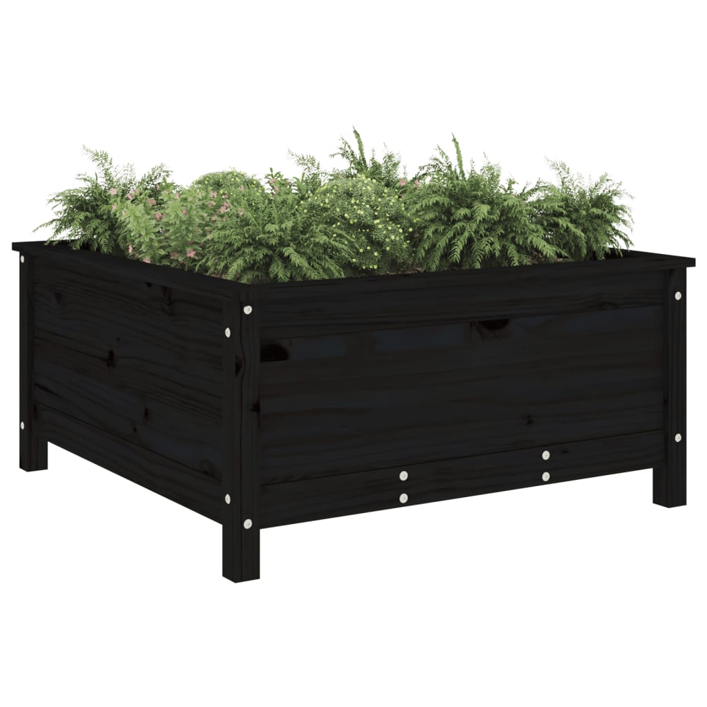 Vidaxl plantenbak 82,5x82,5x39 cm massief groenenhout zwart