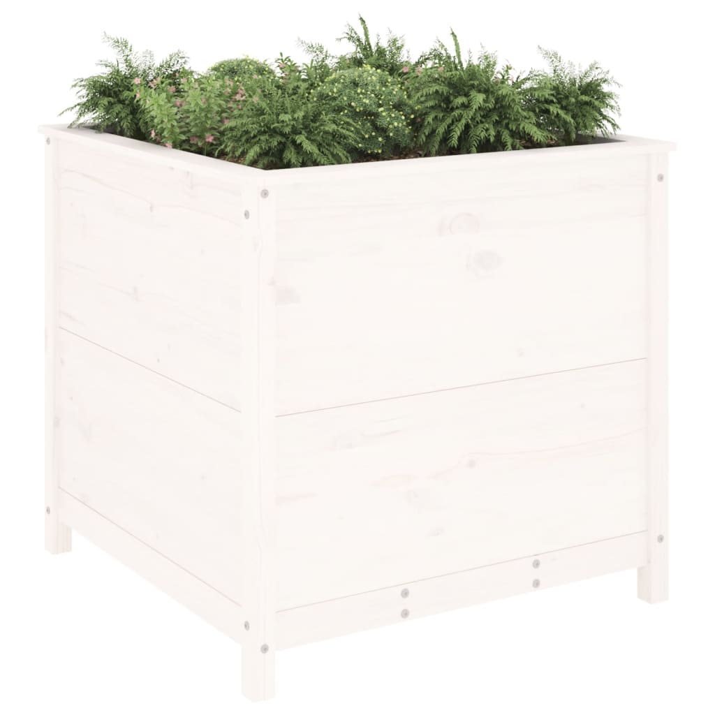 Vidaxl plantenbak 82,5x82,5x78 cm massief groenhout wit