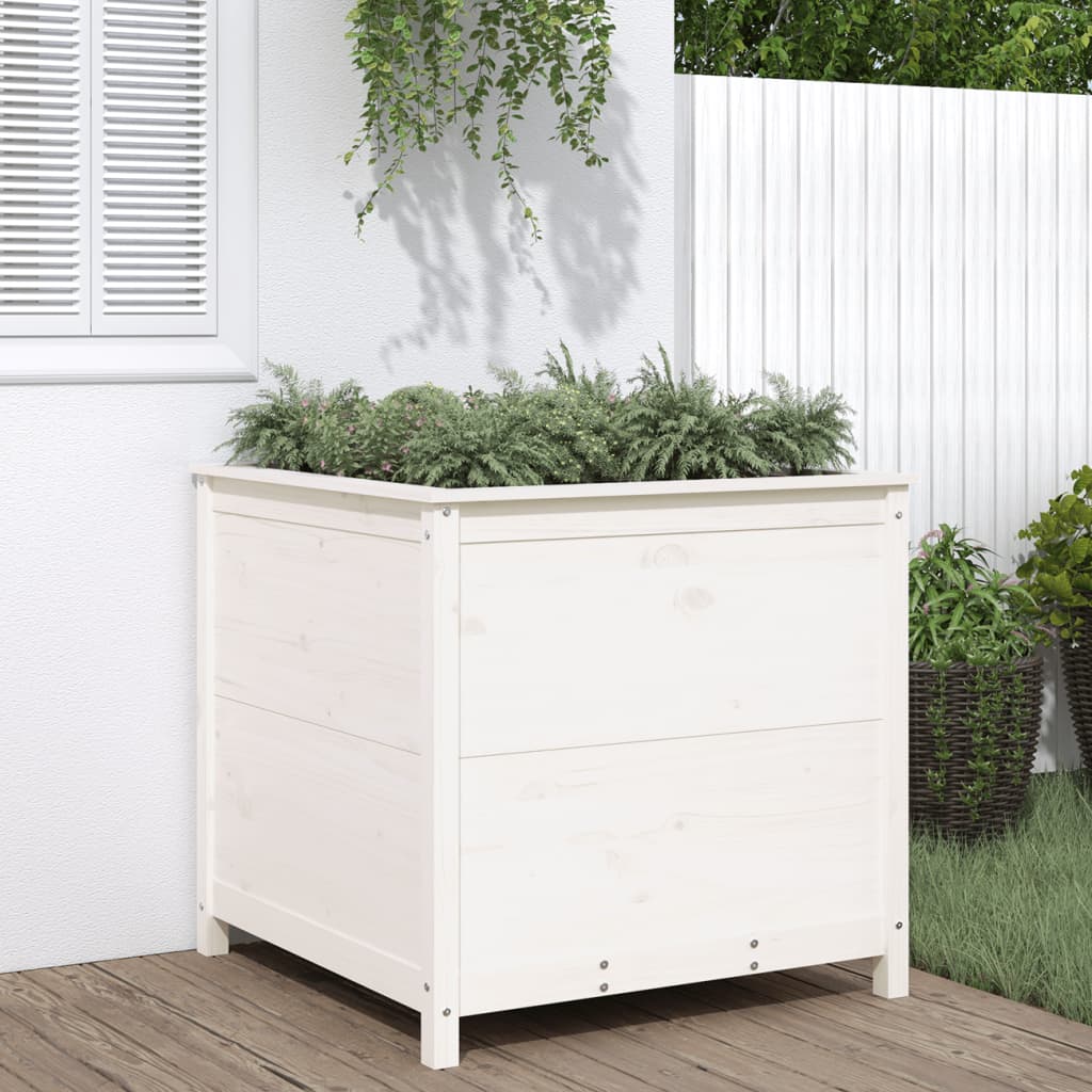 Vidaxl plantenbak 82,5x82,5x78 cm massief groenhout wit