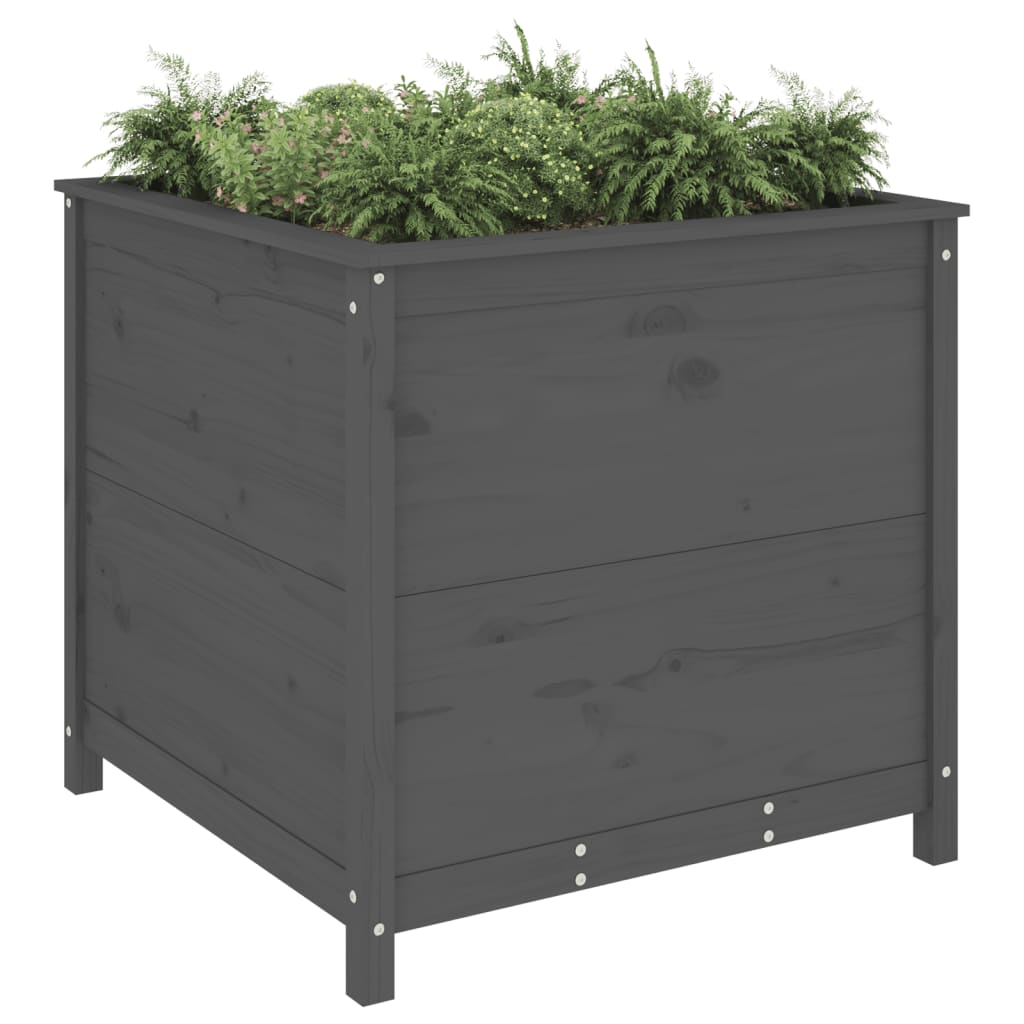 Vidaxl plantenbak 82,5x82,5x78 cm massief groenhout grijs