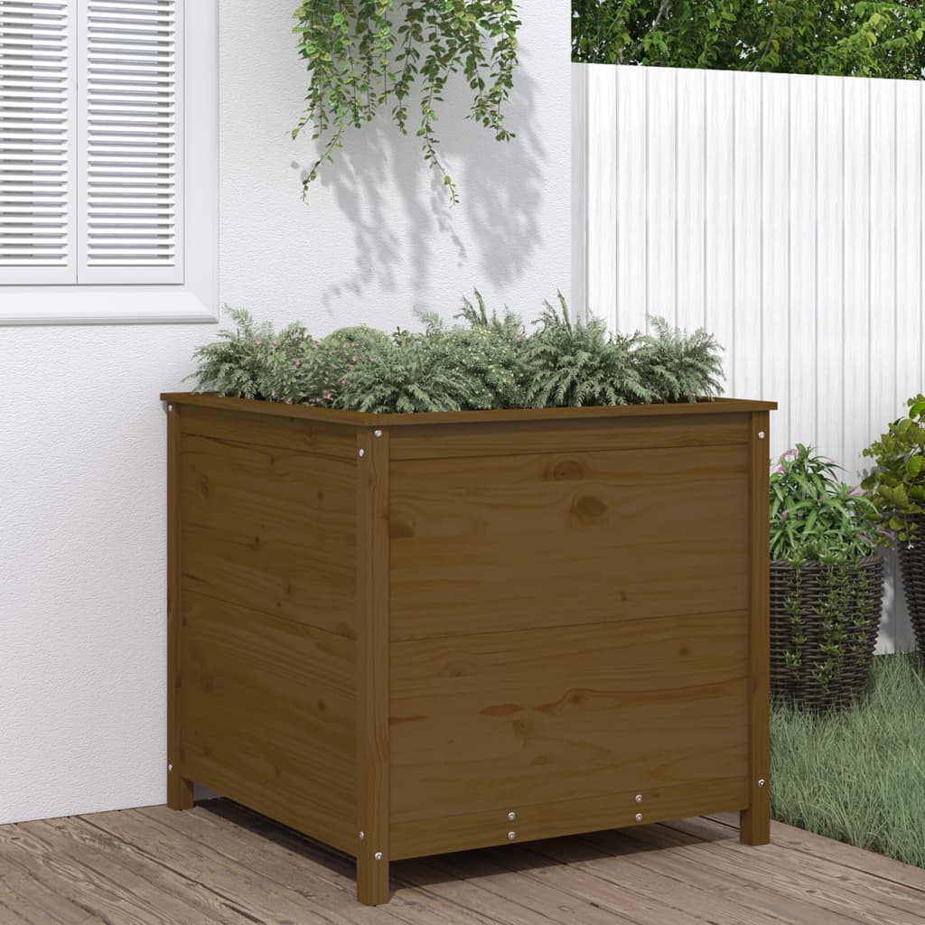 Vidaxl plantenbak 82,5x82,5x78 cm massief groenhout honingbruin