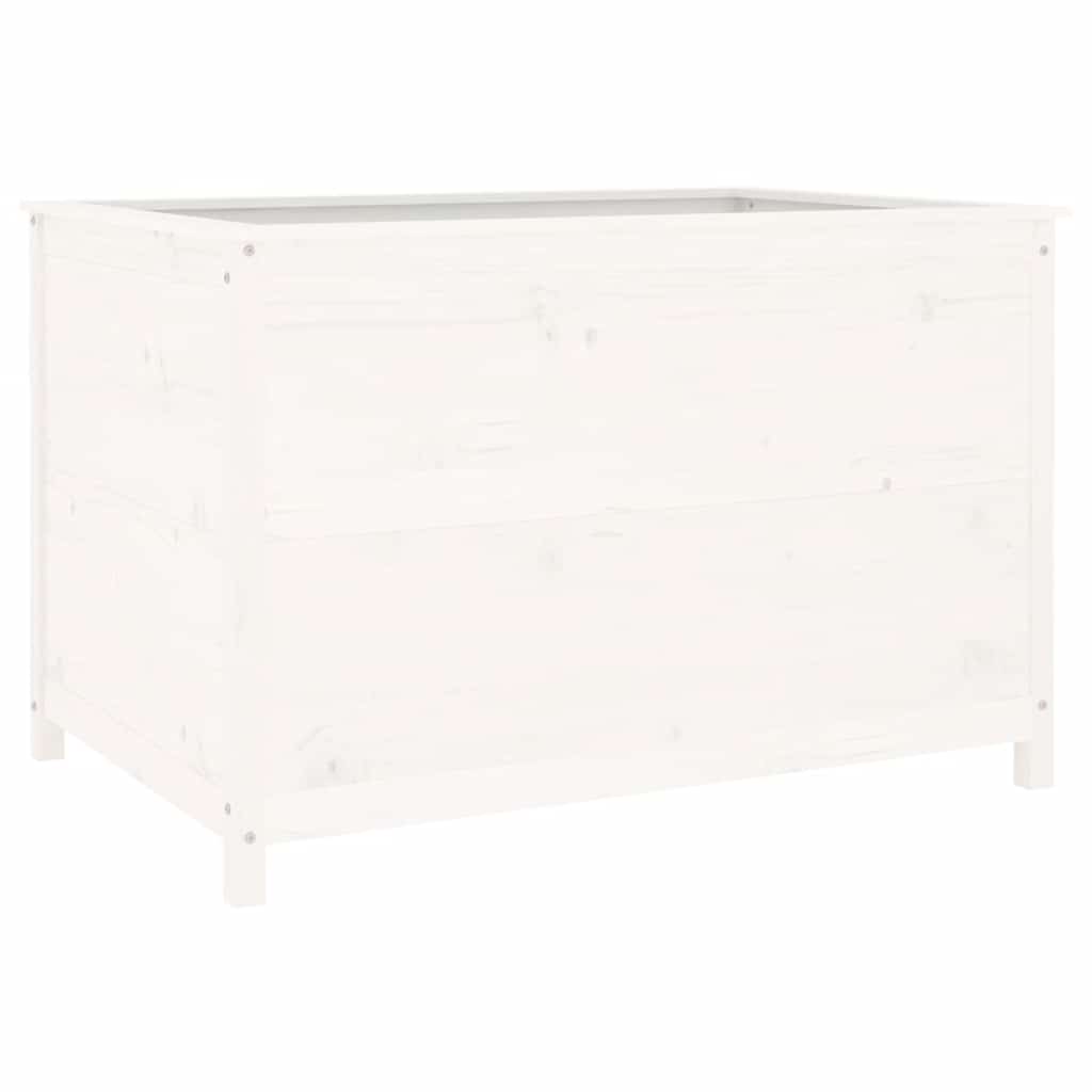Vidaxl plantenbak verhoogd 119,5x82,5x78 cm massief groenhout wit