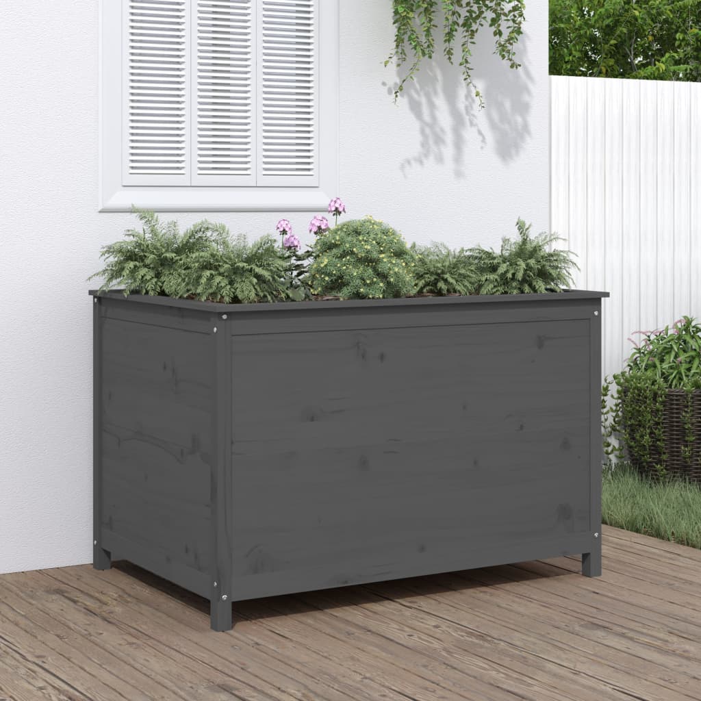 Vidaxl plantenbak verhoogd 119,5x82,5x78 cm massief groenhout grijs