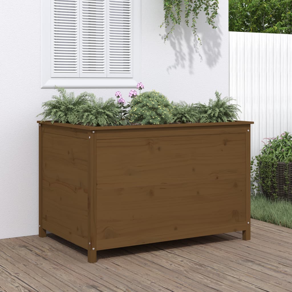 Vidaxl plantenbak verhoogd 119,5x82,5x78 cm massief groen honingbruin