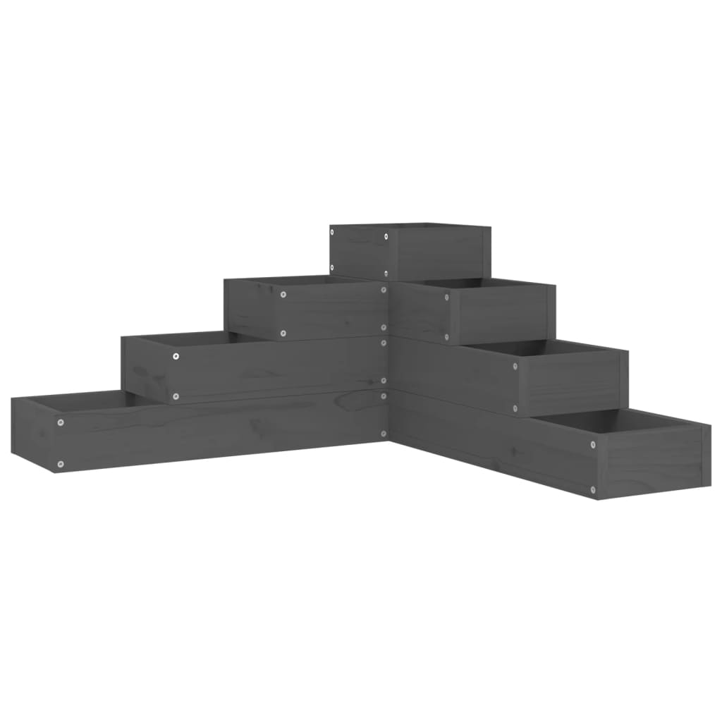 VidaXL Plantenbak 4-laags 80,5x79x36 cm massief groenenhout grijs