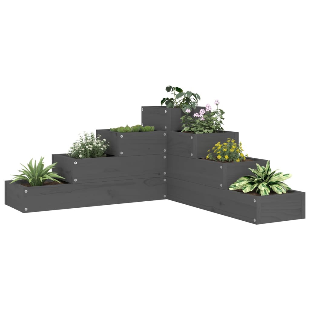 VidaXL Plantenbak 4-laags 80,5x79x36 cm massief groenenhout grijs