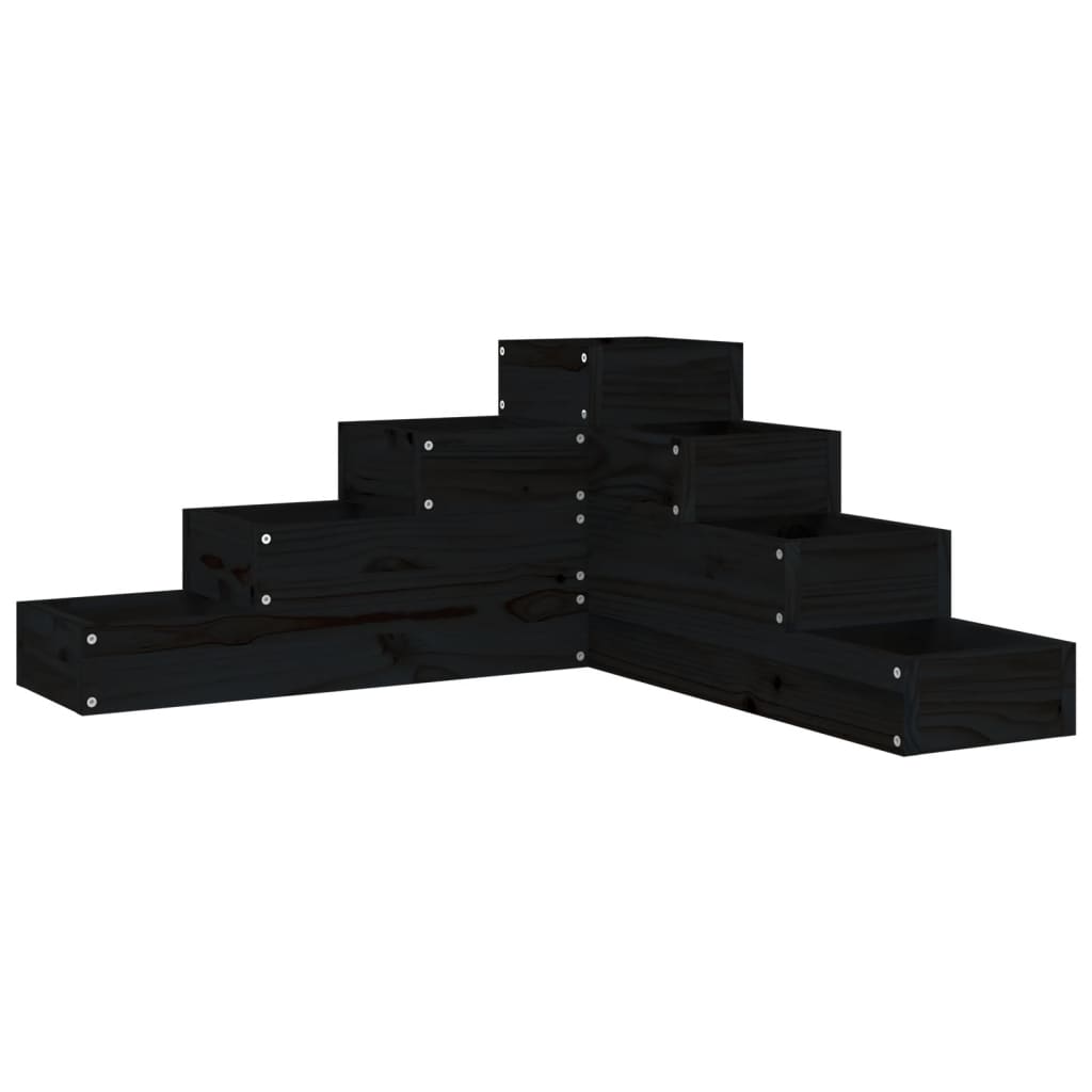 VidaXL Plantenbak 4-laags 80,5x79x36 cm massief groenenhout zwart