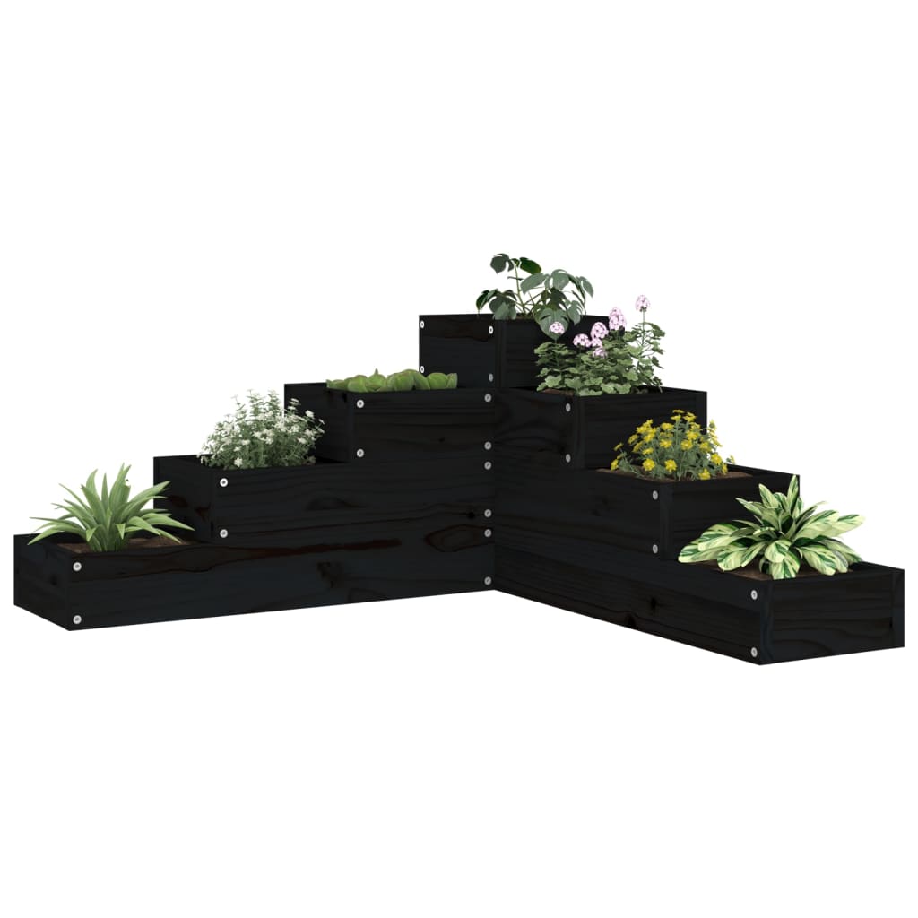 VidaXL Plantenbak 4-laags 80,5x79x36 cm massief groenenhout zwart