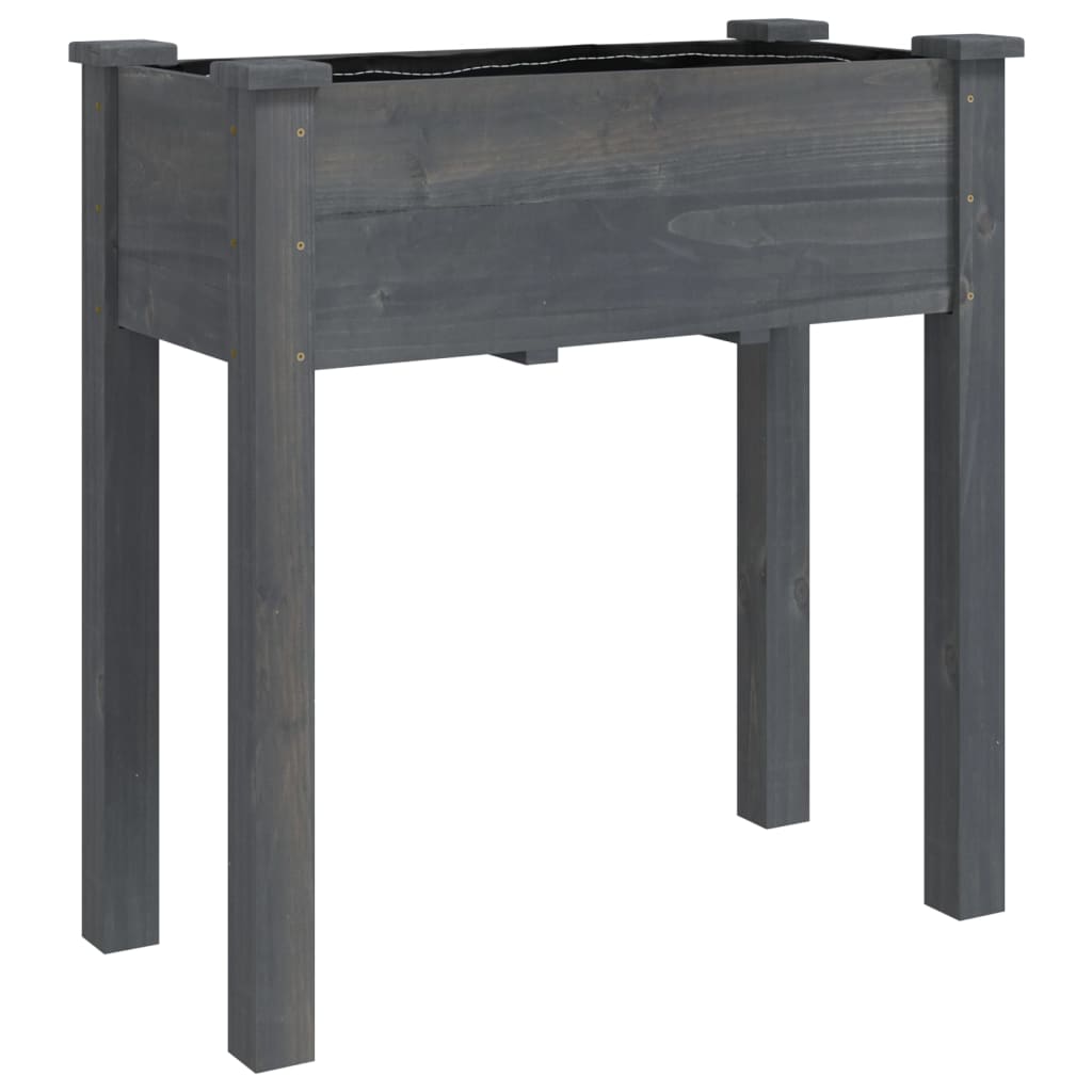 Vidaxl plantenbak met voering 71x37x76 cm massief vurenhout grijs