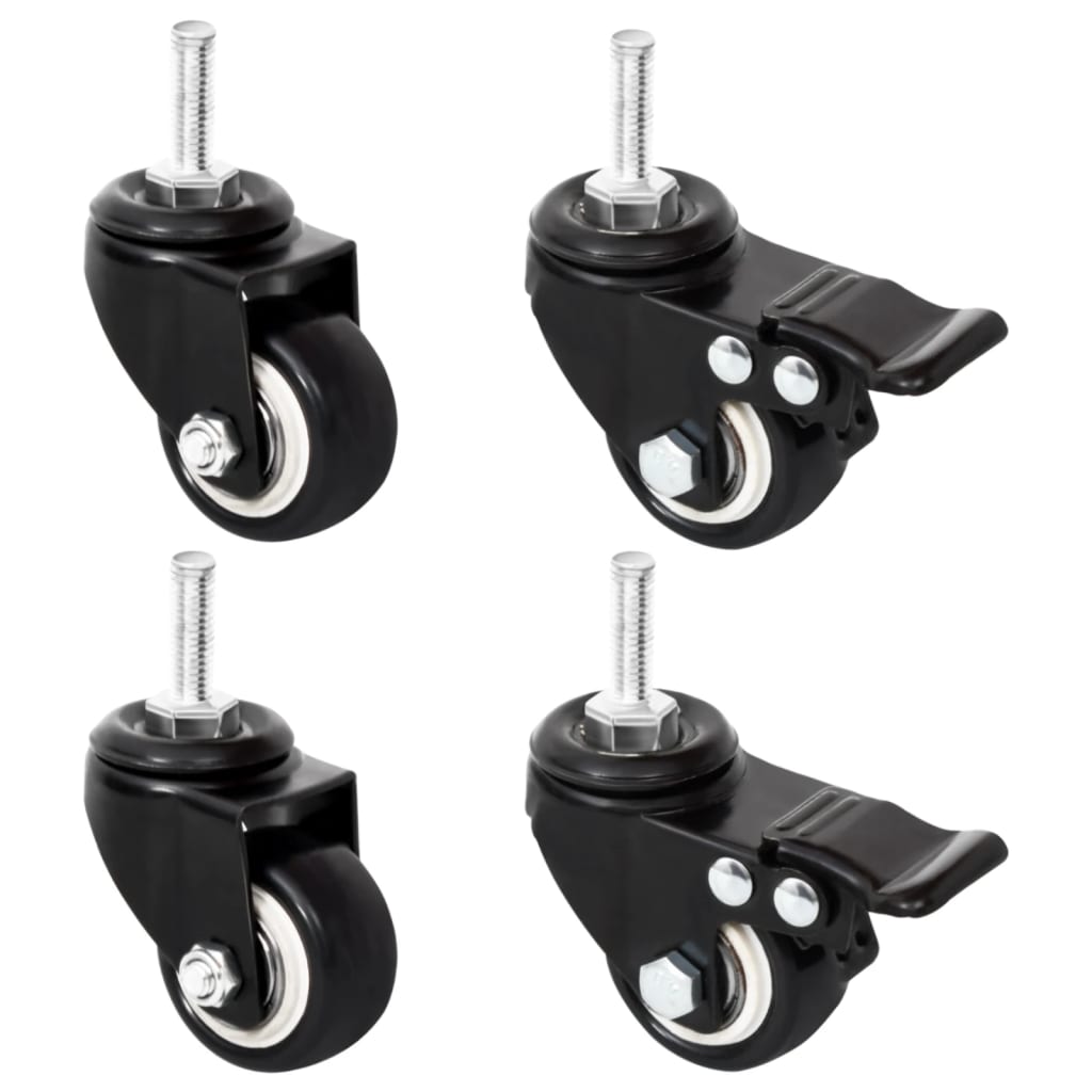 Vidaxl wielen voor plantenbak 4 st 8x3,5x8 cm ijzer zwart