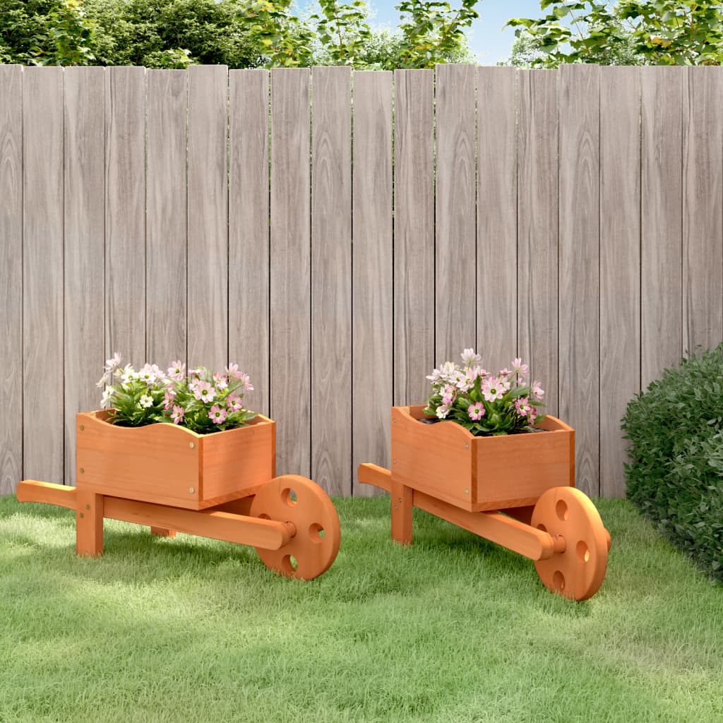 Vidaxl plantenbakken kruiwagen 2 st 47x15x19 cm massief vurenhout