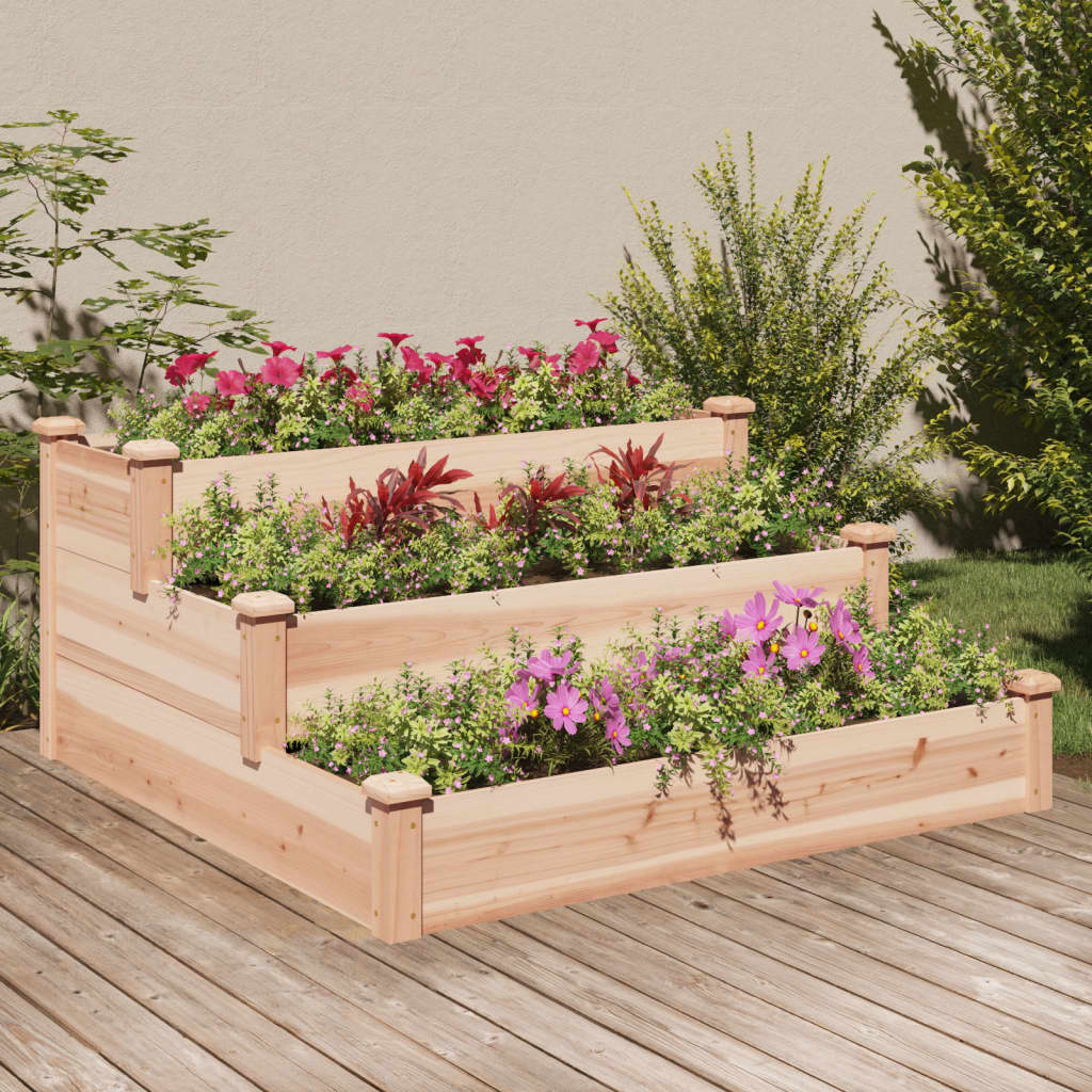 Vidaxl plantenbak verhoogd met voering 120x120x56 cm massief vuurhout