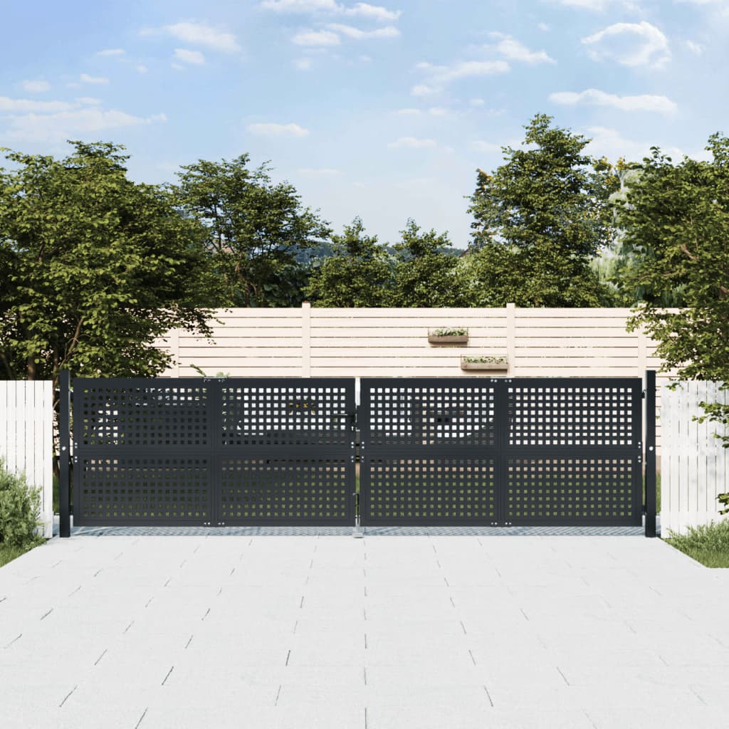 VidaXL Poort 400x125 cm staal antracietkleurig