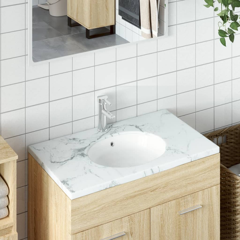 Vidaxl wastafel ovaal 33x29x16,5 cm keramiek wit