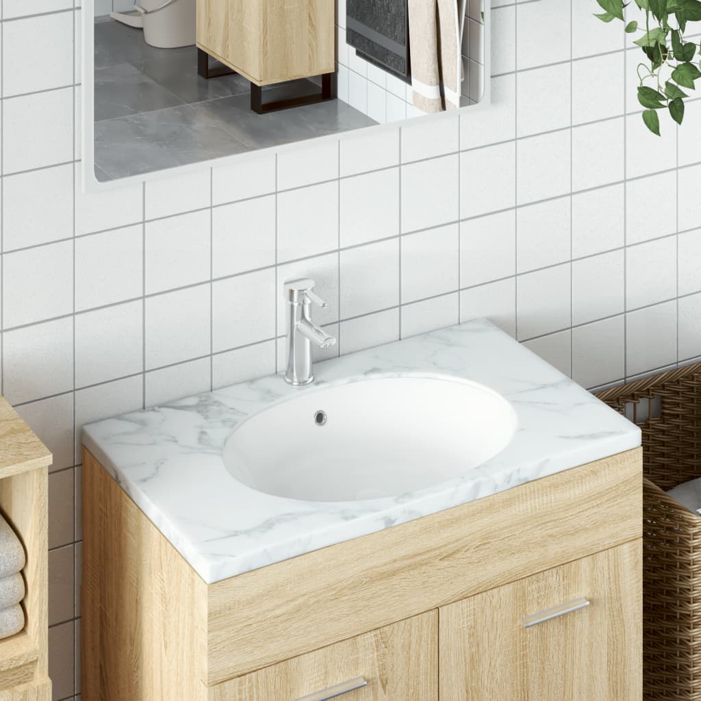 Vidaxl wastafel ovaal 43x35x19 cm keramiek wit
