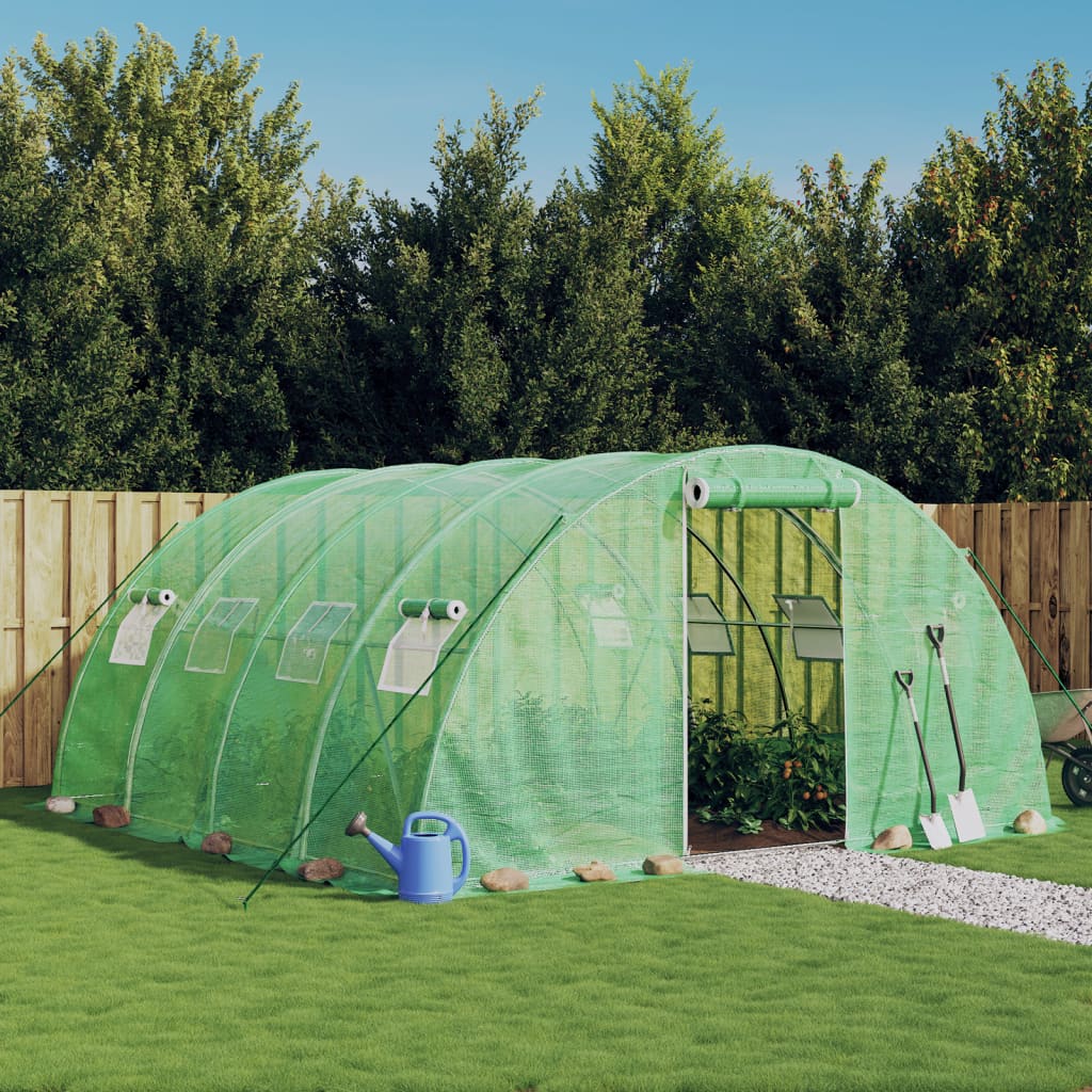 Vidaxl tuinkas met stalen frame 16 m² 4x4x2 m groen