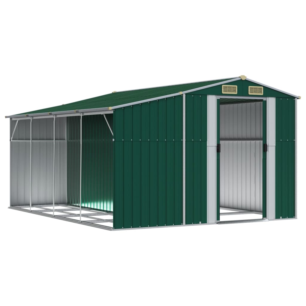 VidaXL Tuinschuur 277x365,5x179 cm gegalvaniseerd staal groen