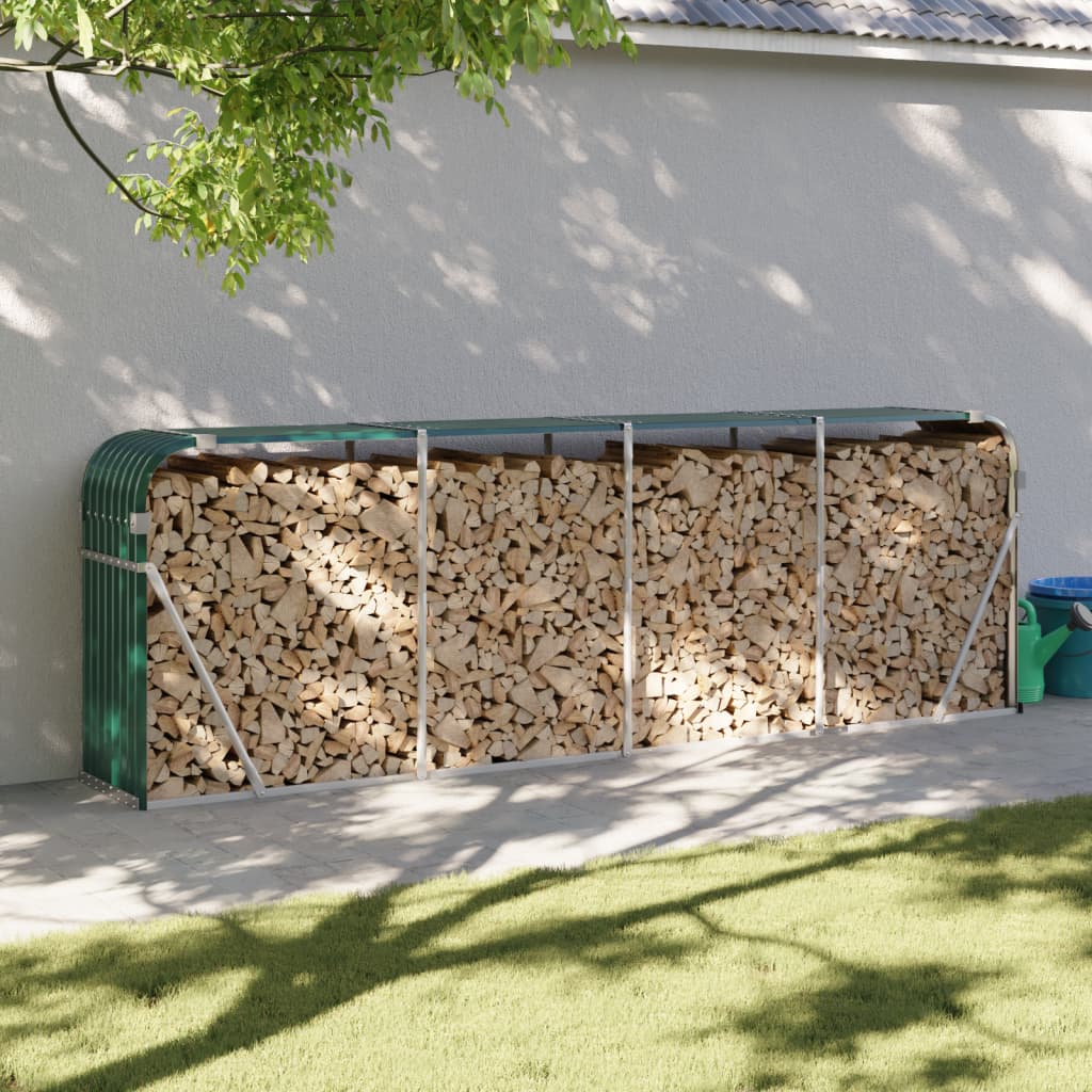 Vidaxl houthouder groen 300x45x100 cm gegalvaniseerd staal