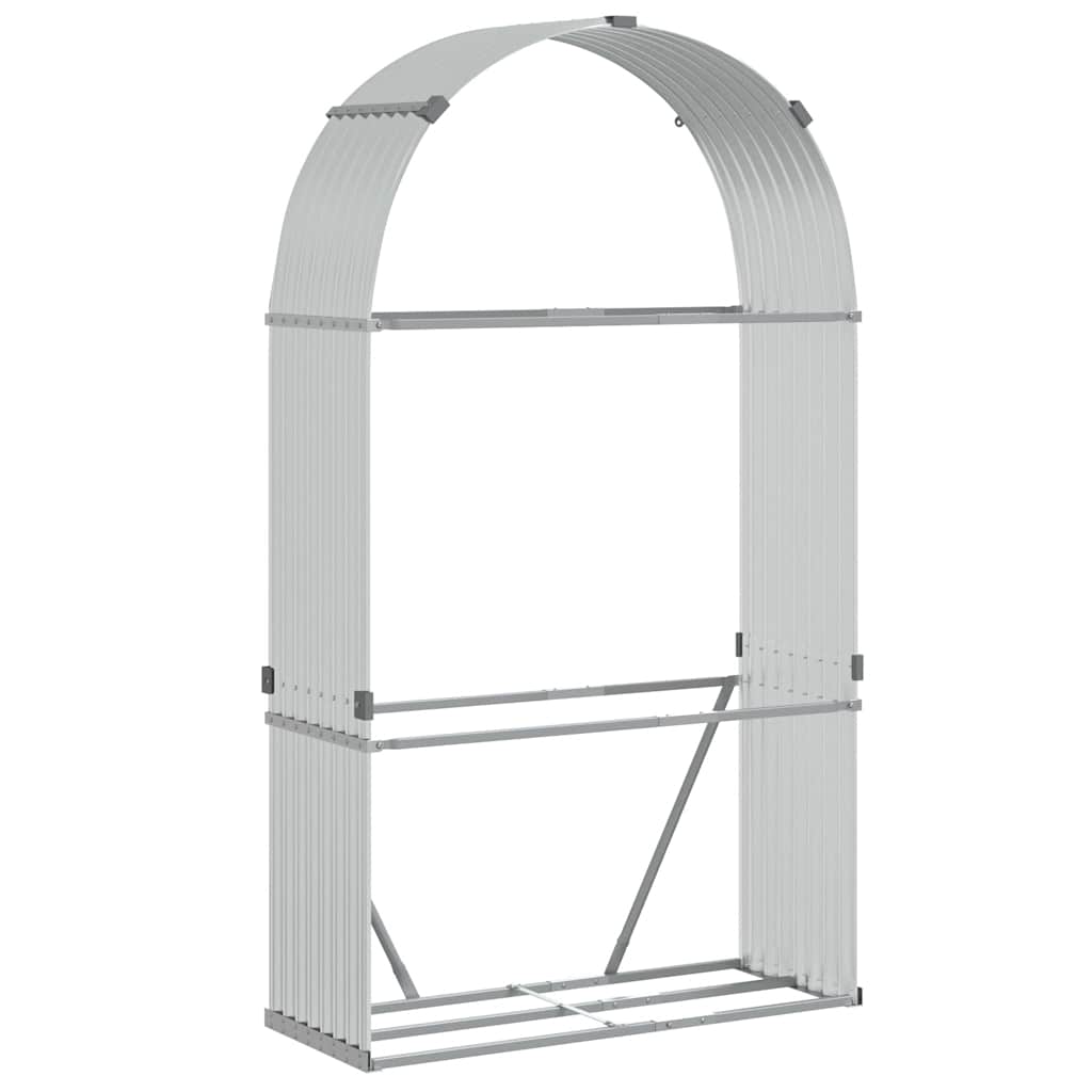Vidaxl haardhoutopslag 120x45x210 cm gegalvaniseerd staal zilverkleur