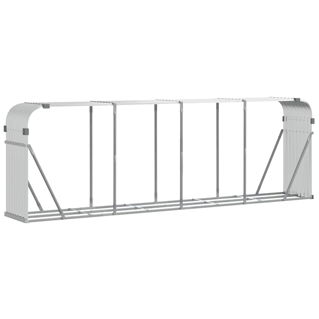 Vidaxl haardhoutopslag 300x45x100 cm gegalvaniseerd staal zilverkleur