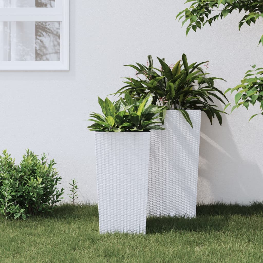 VidaXL Plantenbak met uitneembare bak rotan-look 11 26,5 L PP wit