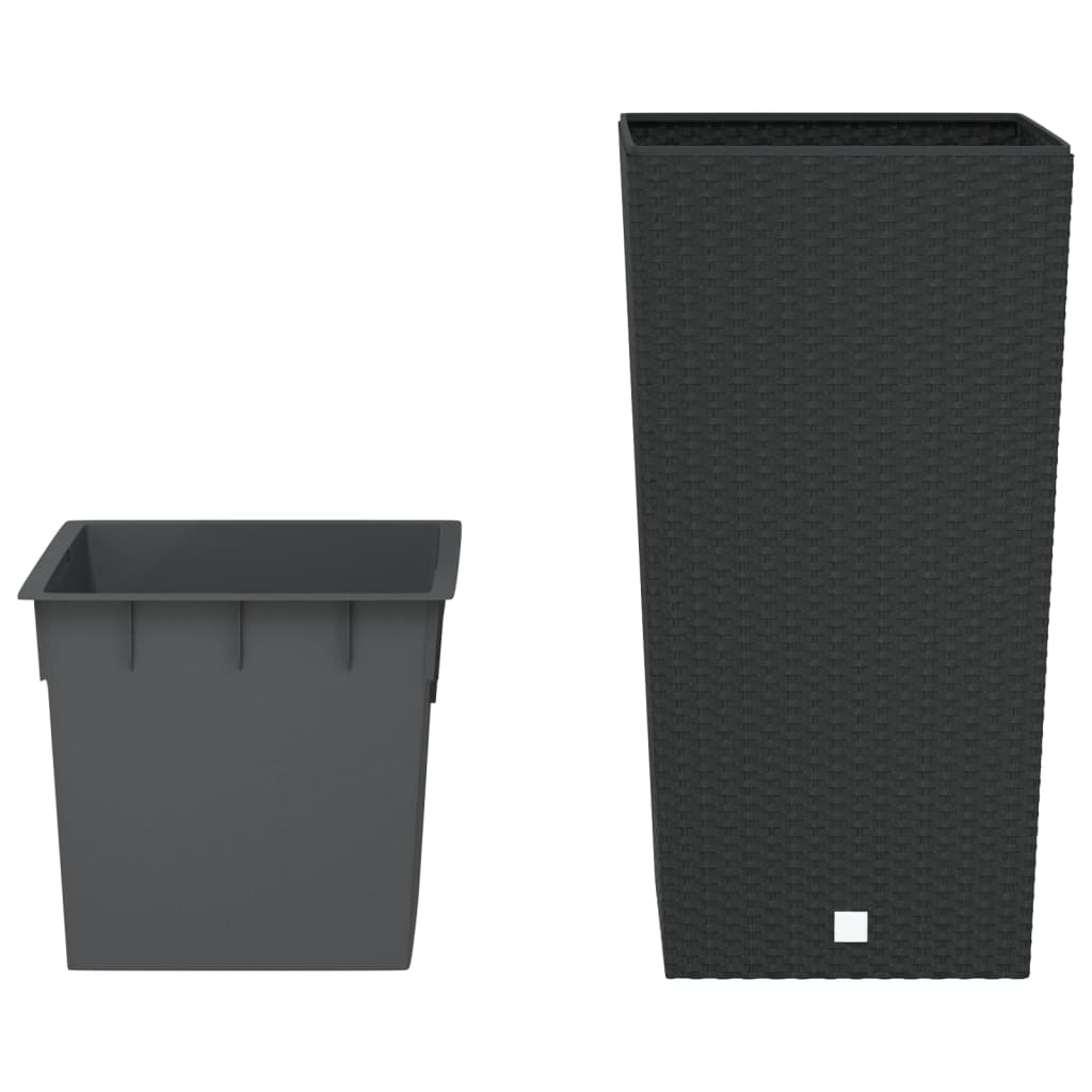VidaXL Plantenbak met uitneembare bak rotan-look 21 49 L PP antraciet