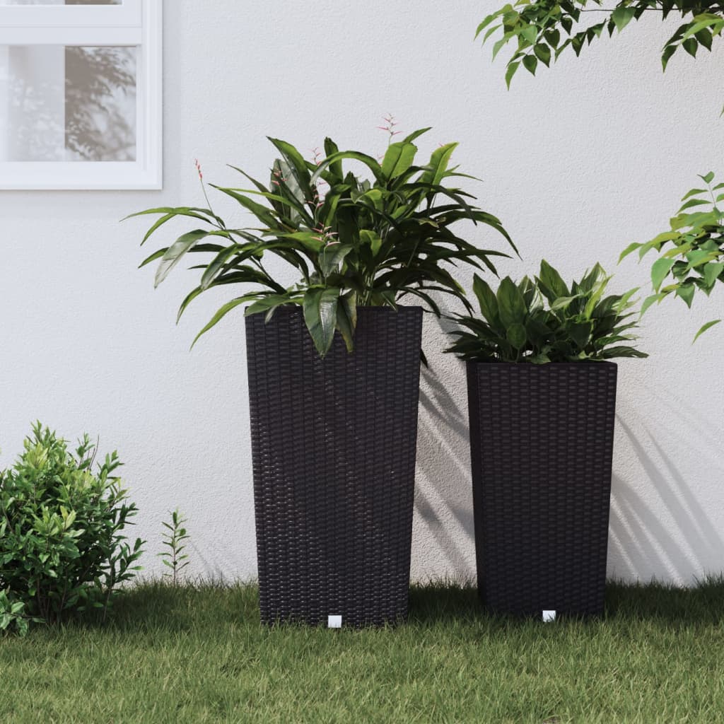VidaXL Plantenbak met uitneembare bak rotan-look 21 49 L PP antraciet