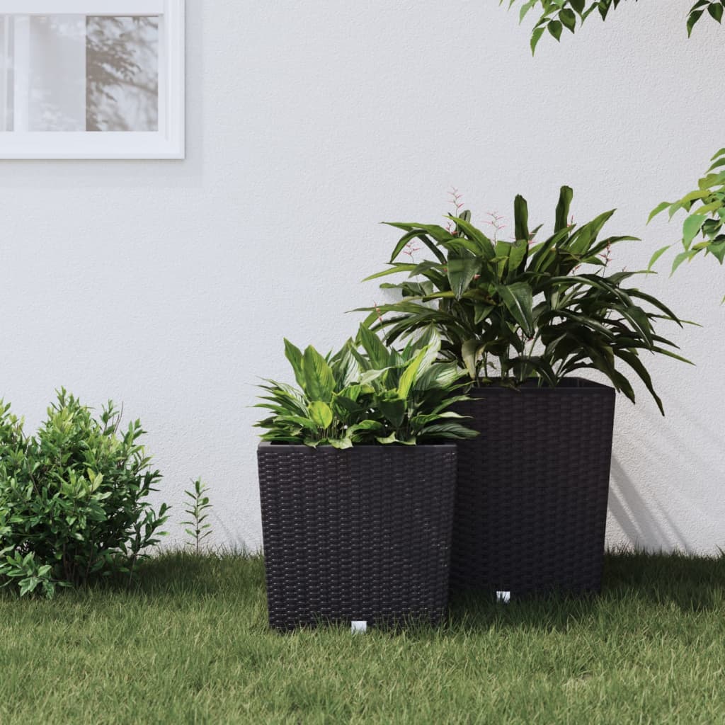 VidaXL Plantenbak met uitneembare bak rotan-look 21 32 L PP antraciet