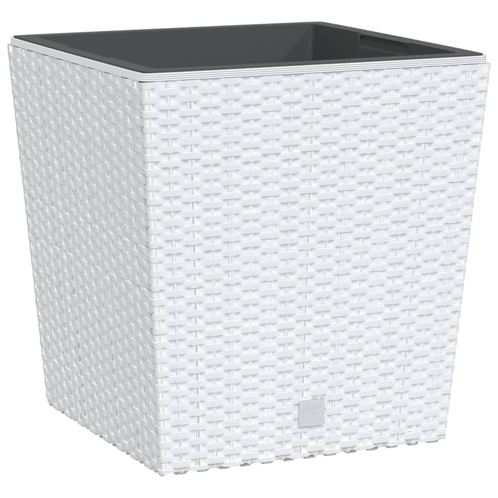 Vidaxl plantenbak met uit draagbare bak rotan-look 21 32 l pp wit