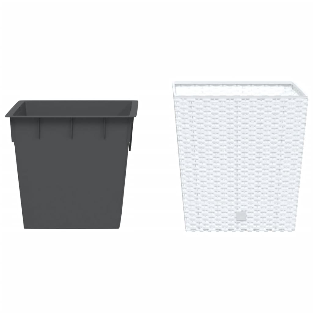 Vidaxl plantenbak met uit draagbare bak rotan-look 21 32 l pp wit