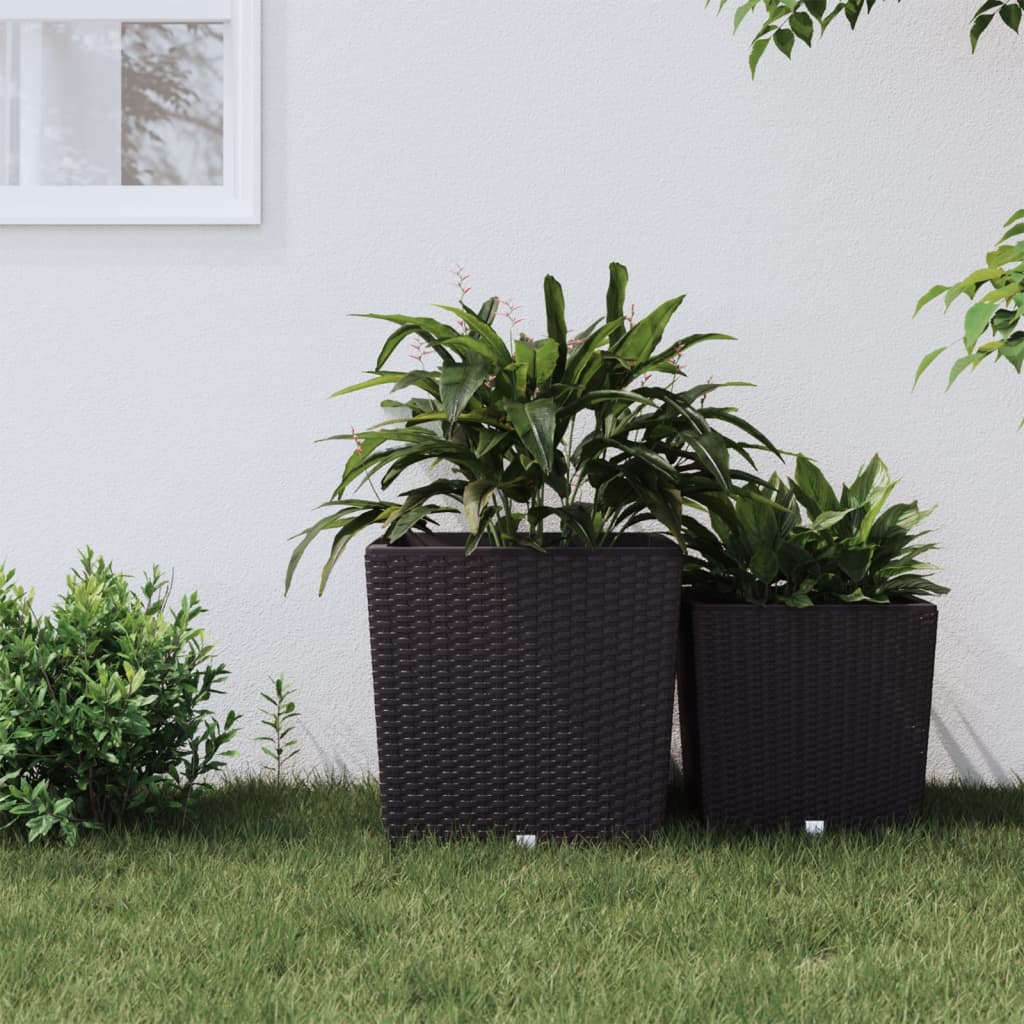 Vidaxl plantenbak met uit draagbare bak rotan-look 37 64 l pp bruin