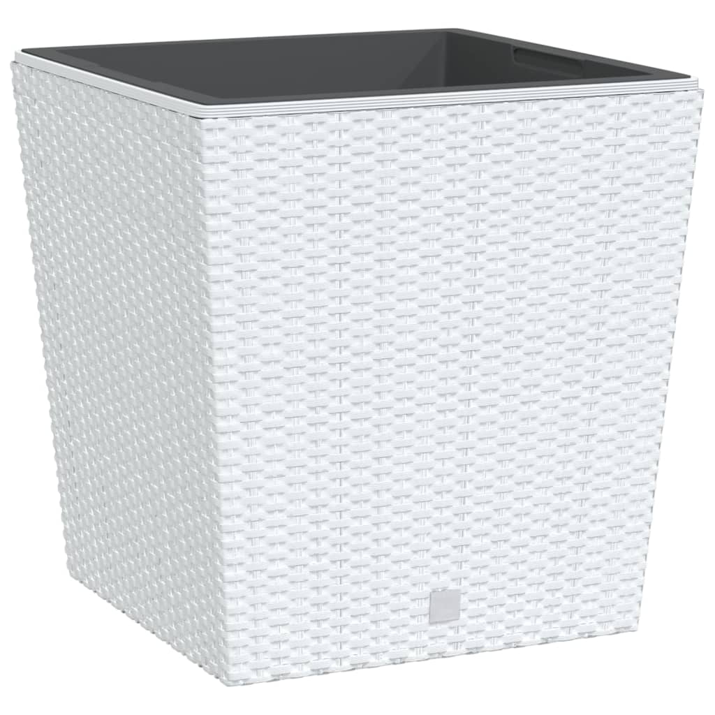 Vidaxl plantenbak met uit draagbare bak rotan-look 37 64 l pp wit