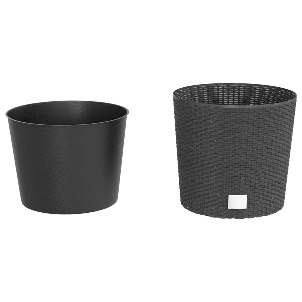 Vidaxl plantenbak uit mobiele bak rotan-look 15 15,3 l pp antraciet