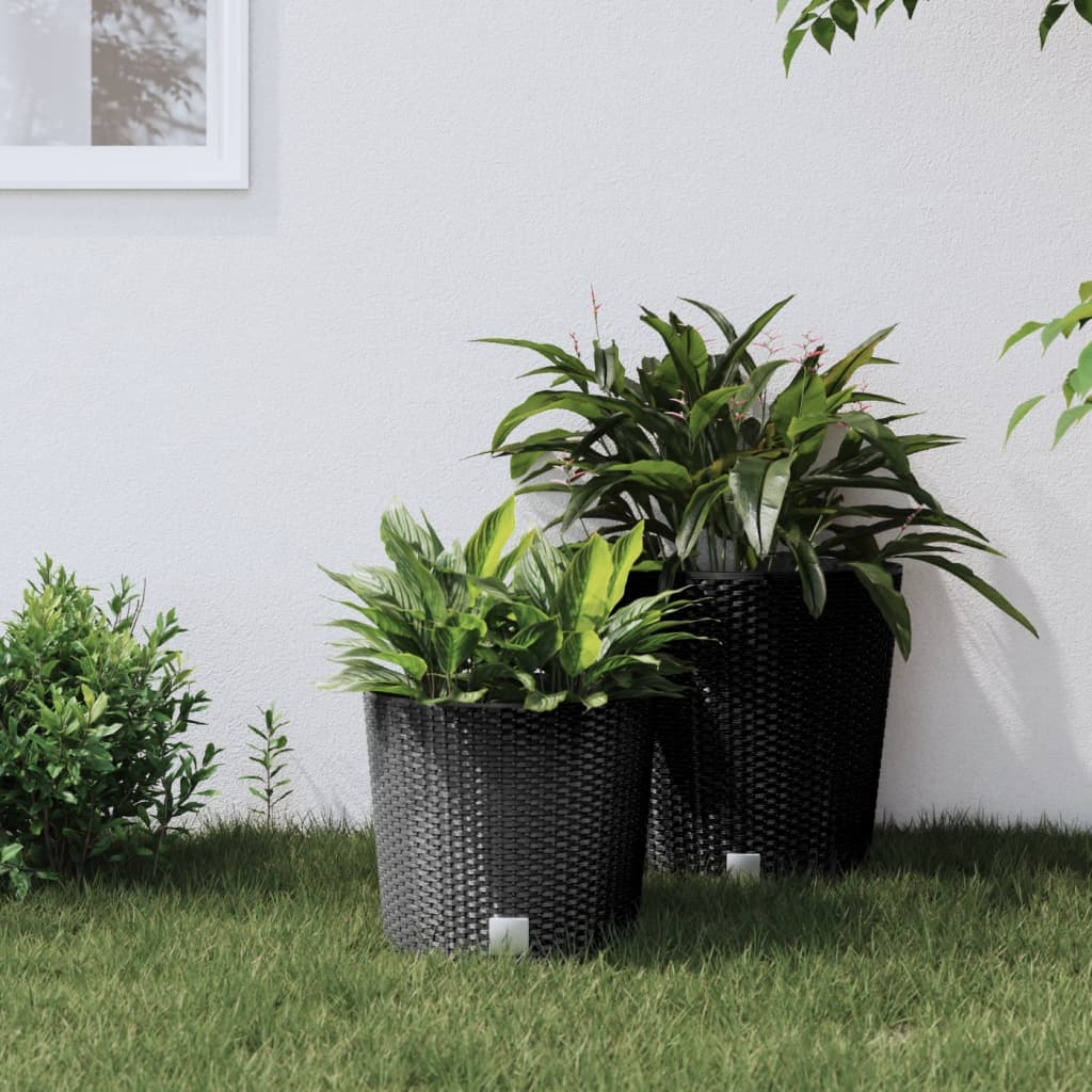 Vidaxl plantenbak uit mobiele bak rotan-look 15 15,3 l pp antraciet