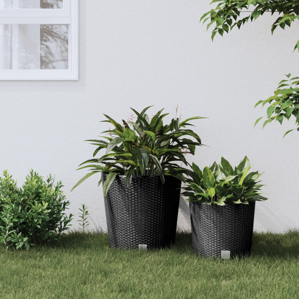 Vidaxl plantenbak uit mobiele bak rotan-look 35 37,5 l pp antraciet