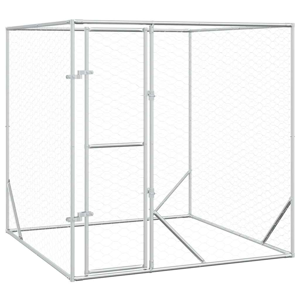 Vidaxl hondenkennel voor buiten 2x2x2m gegalvaniseerd staal zilver