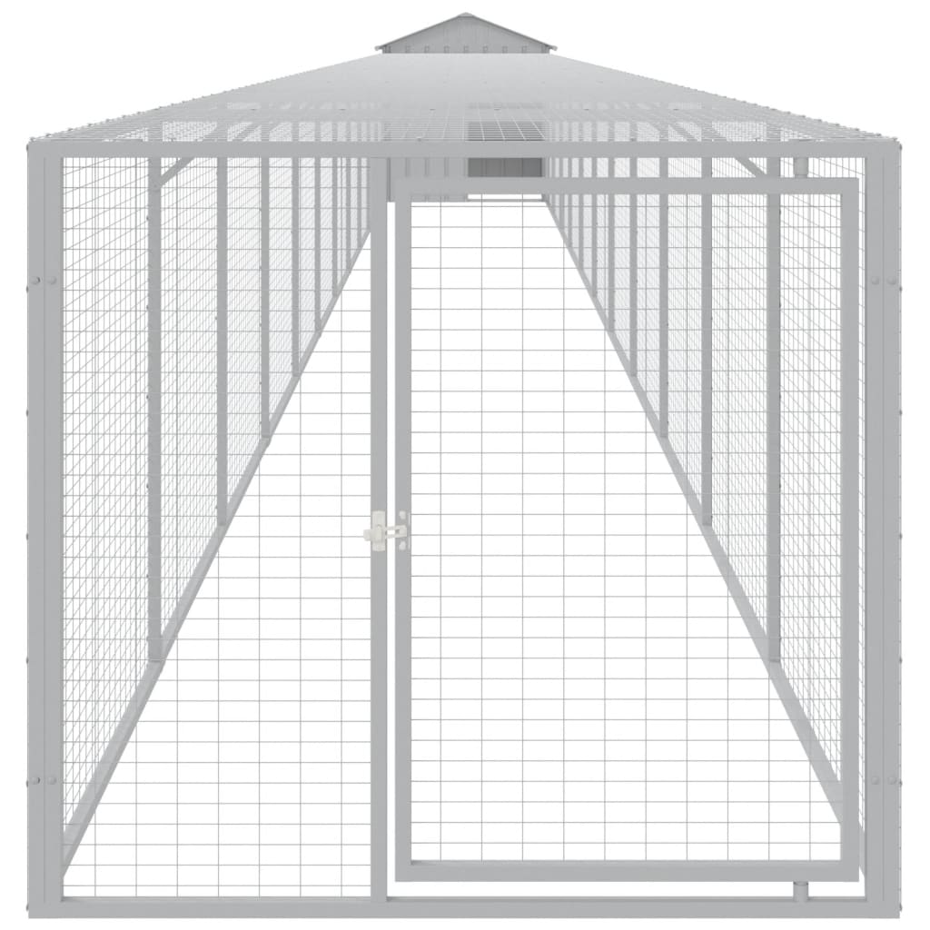 VidaXL Kippenhok met ren 117x1221x123 cm staal lichtgrijs