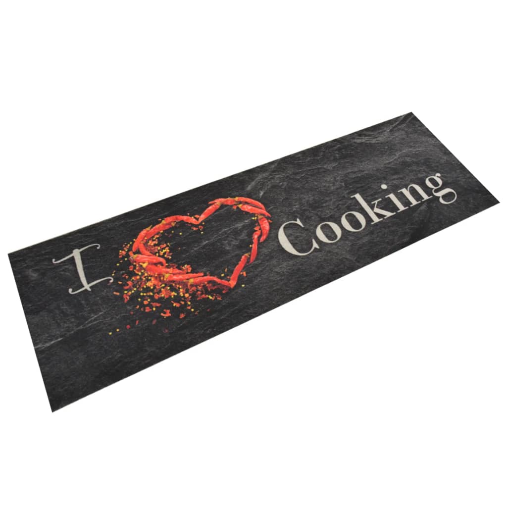 Vidaxl keukenmat wasbaar kookprint 60x180 cm fluweel zwart